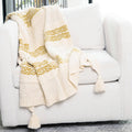 Necalli Striped Cotton Knit Throw Blanket 50x60 with Tassels