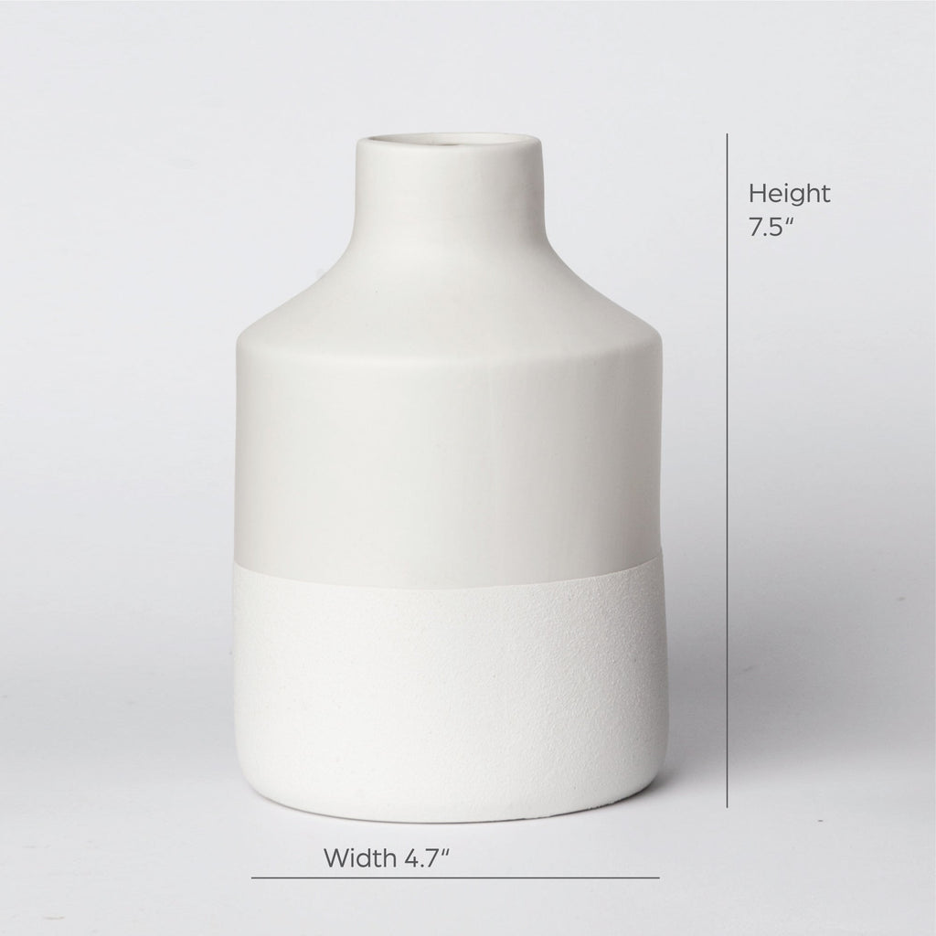 Minimalist Two-Tone Matte Ceramic Vase – 7.5" Modern Vase