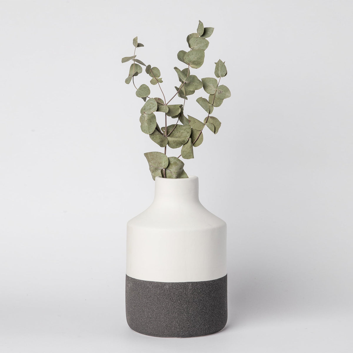 Minimalist Two-Tone Matte Ceramic Vase, 7.5" Modern Vase
