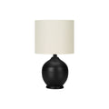 Black ceramic table lamp with ivory linen shade