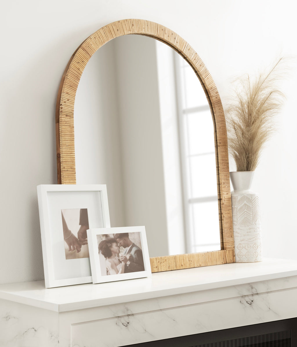 Rahfy Rattan Arch Wall Mirror – Boho Arched Mirror in 3 Finishes