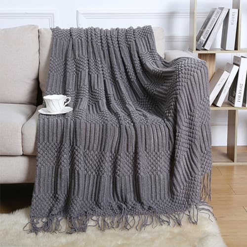 Striped Knit Fringe Throw Blanket 50x60 – 10 Colors