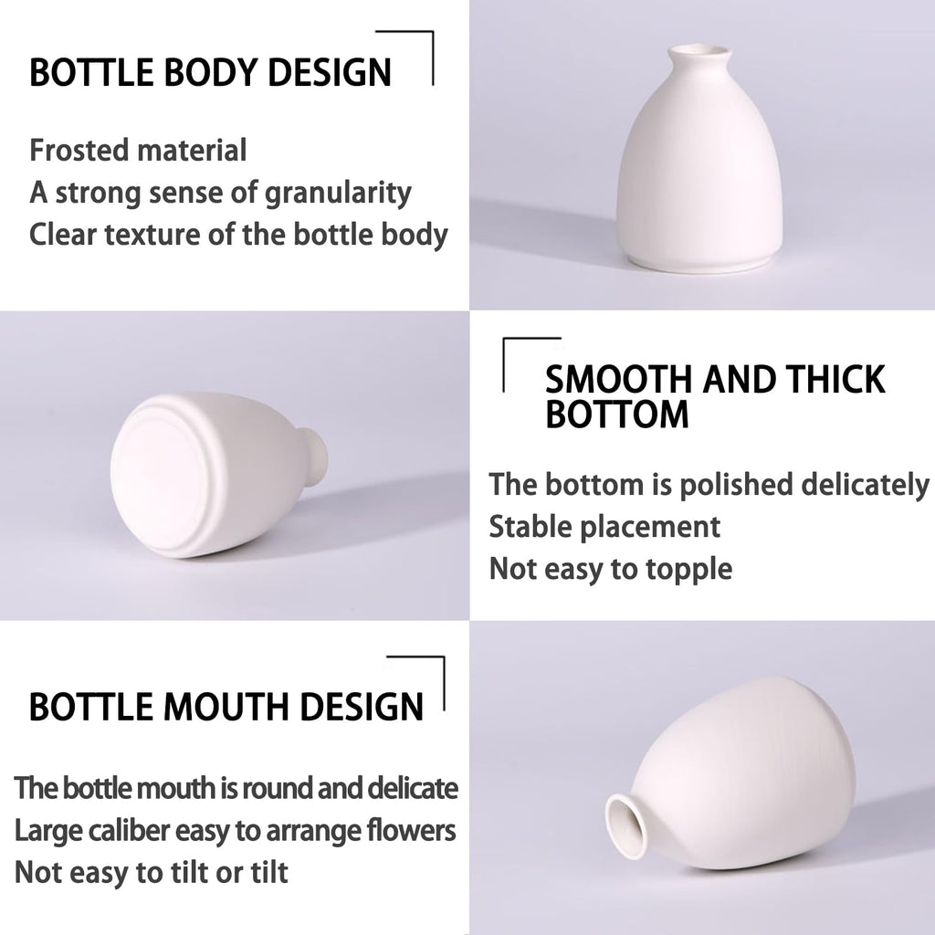 White Ceramic Bud Vase Set of 10 – Small 5" Mini Vases for Centerpieces