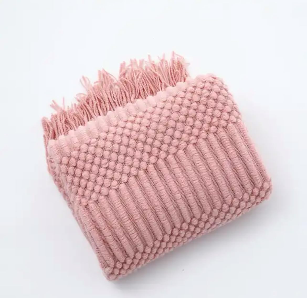 Striped Knit Fringe Throw Blanket 50x60 – 10 Colors
