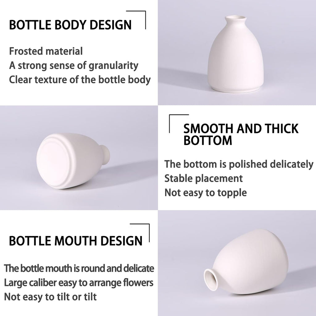 White Ceramic Bud Vase Set of 10 – Small 5" Mini Vases for Centerpieces