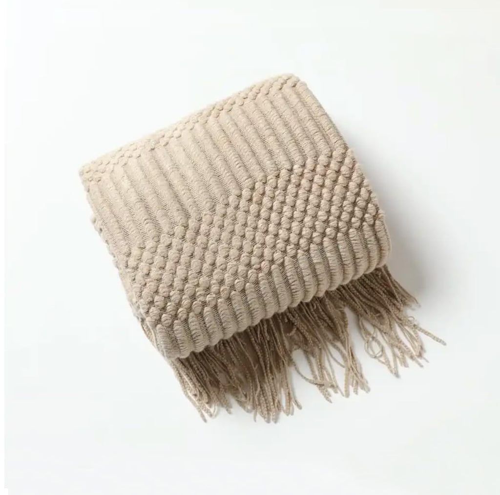 Striped Knit Fringe Throw Blanket 50x60 – 10 Colors