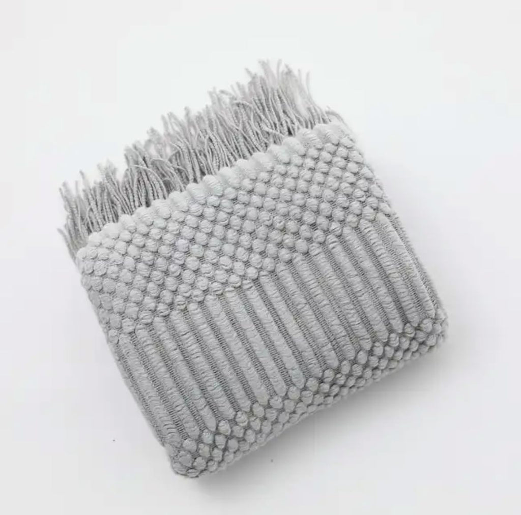 Striped Knit Fringe Throw Blanket 50x60 – 10 Colors