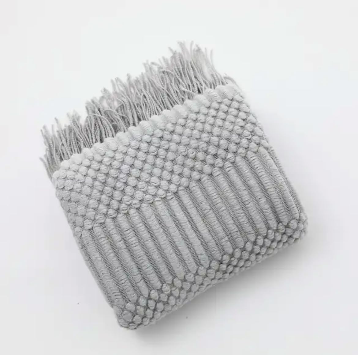 Striped Knit Fringe Throw Blanket 50x60 – 10 Colors