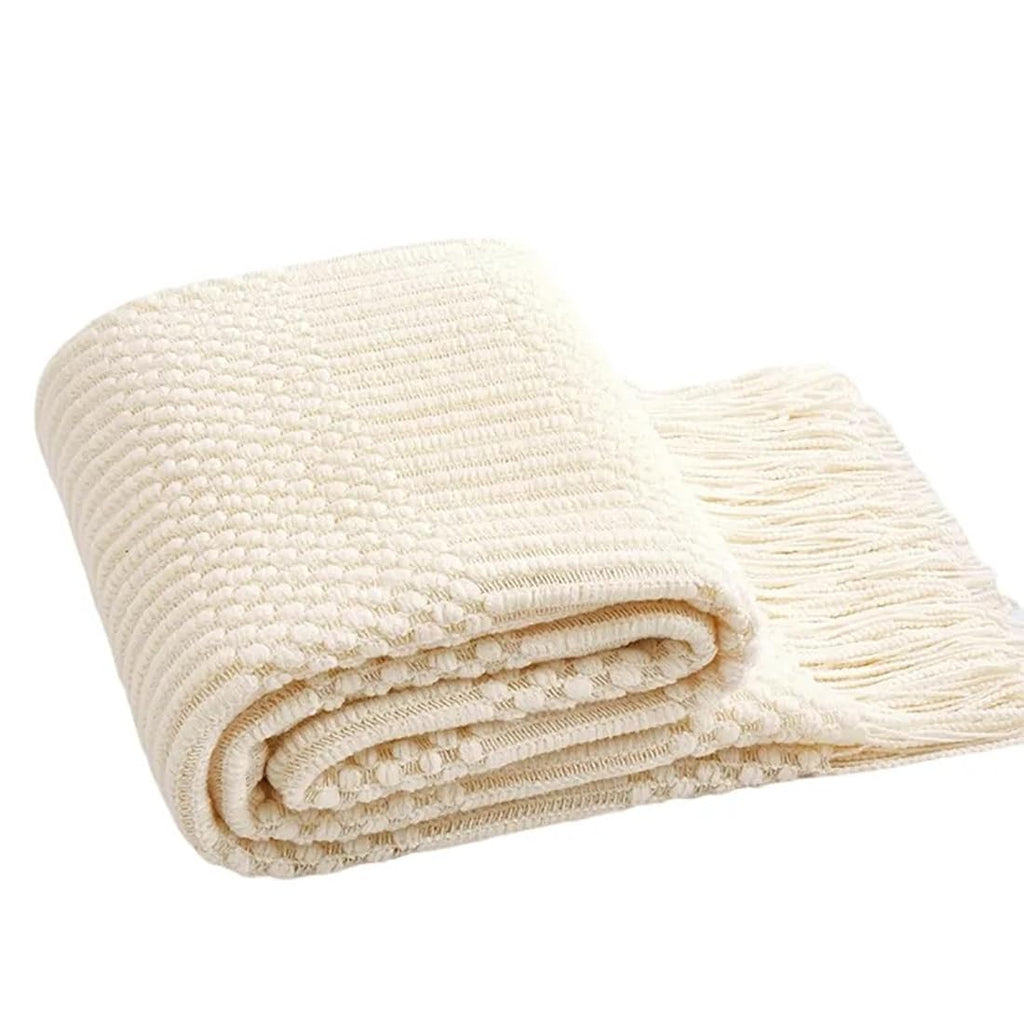 Striped Knit Fringe Throw Blanket 50x60 – 10 Colors