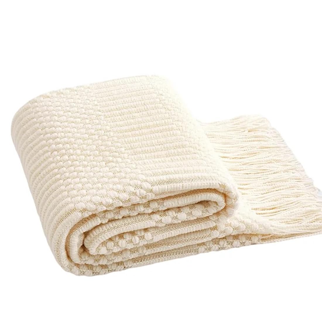 Striped Knit Fringe Throw Blanket 50x60 – 10 Colors