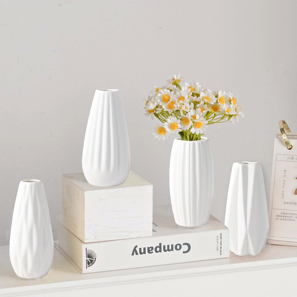 White Ceramic Bud Vase Set of 10 – Small 5" Mini Vases for Centerpieces
