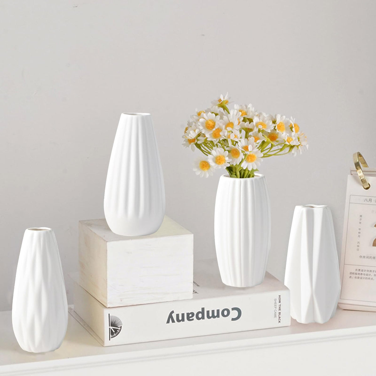 White Ceramic Bud Vase Set of 10 – Small 5" Mini Vases for Centerpieces