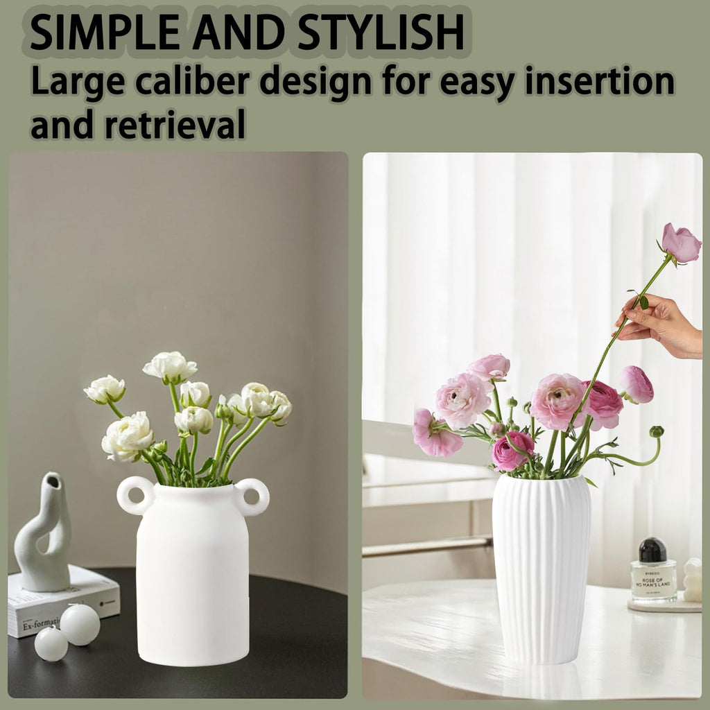 White Ceramic Bud Vase Set of 10 – Small 5" Mini Vases for Centerpieces