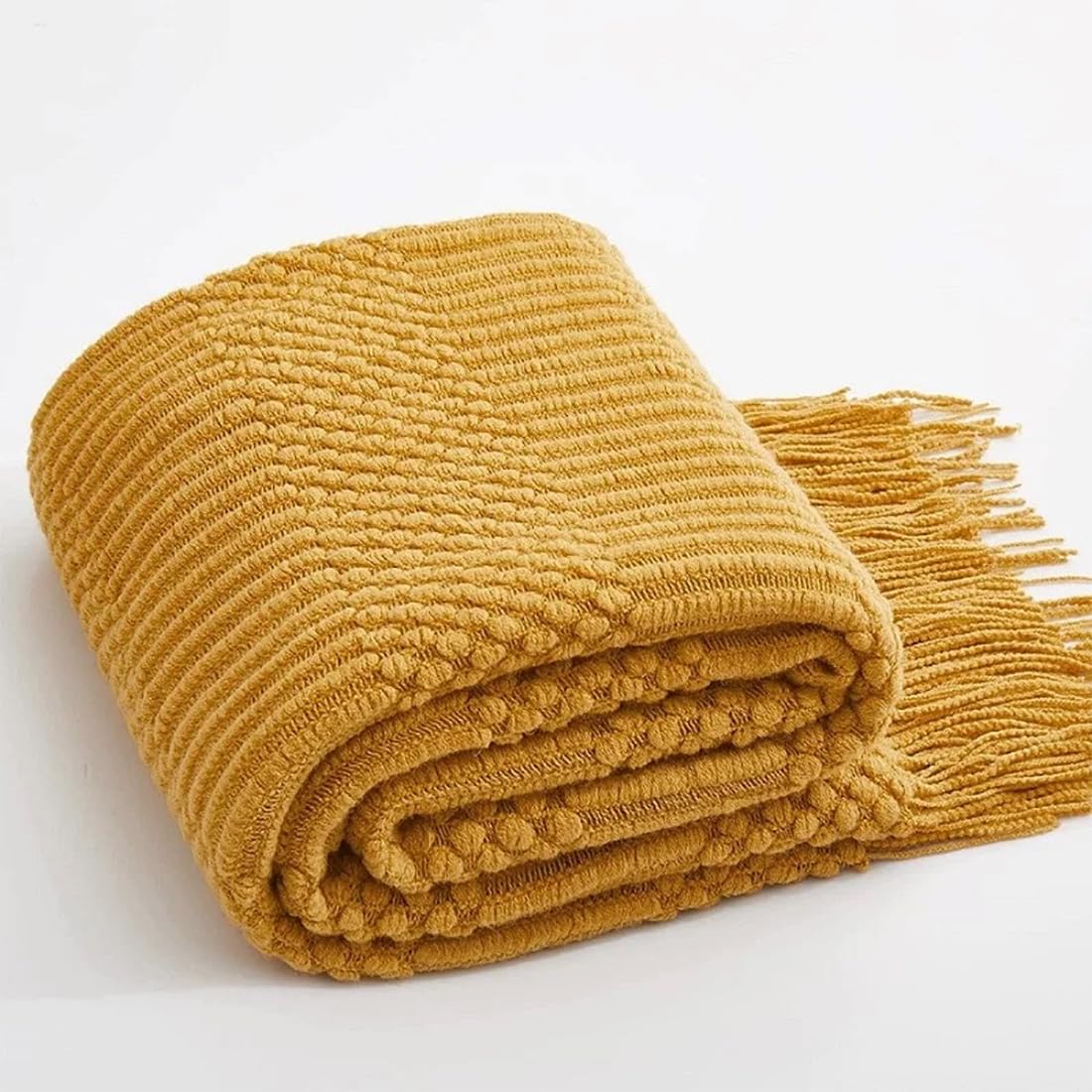 Striped Knit Fringe Throw Blanket 50x60 – 10 Colors