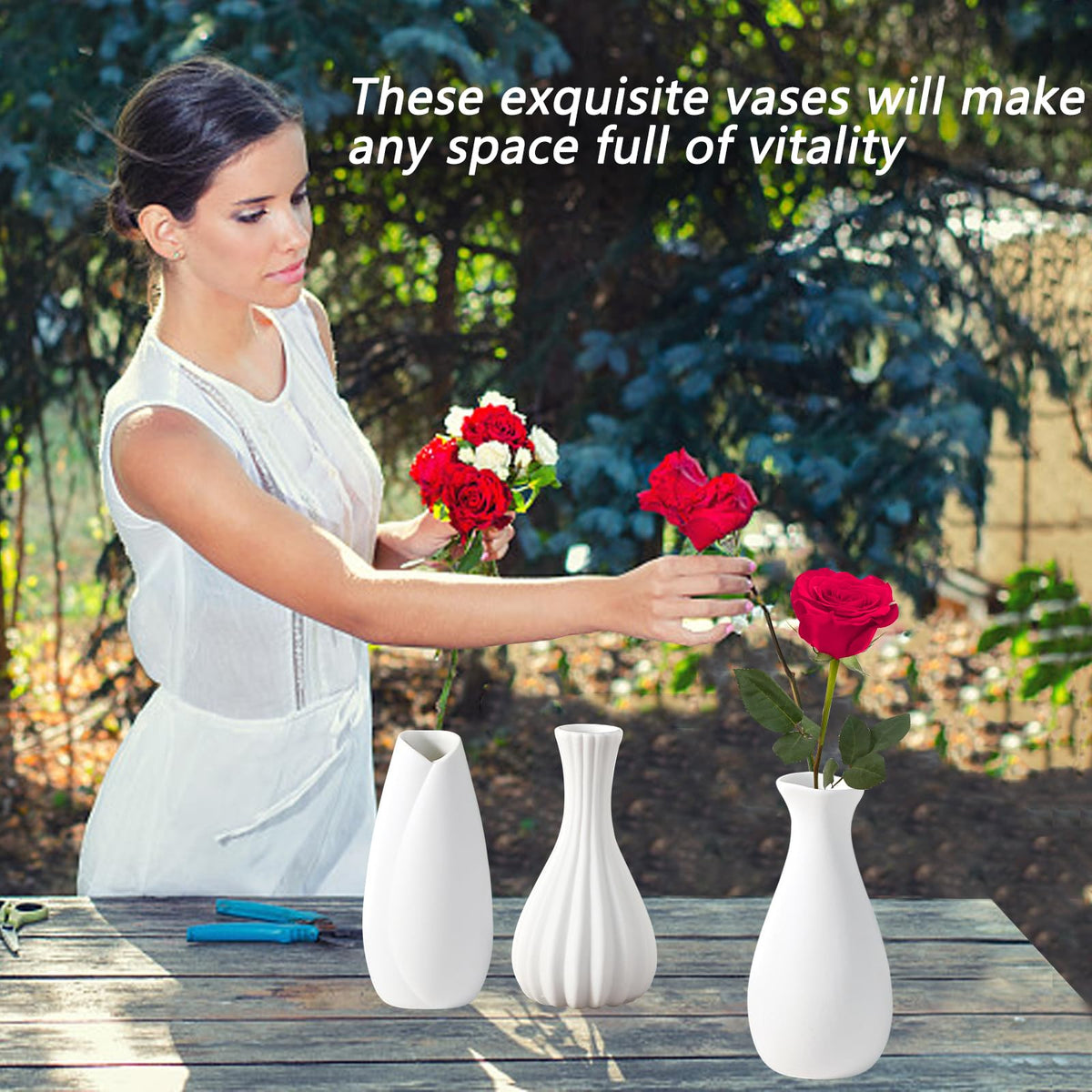 White Ceramic Bud Vase Set of 10 – Small 5" Mini Vases for Centerpieces