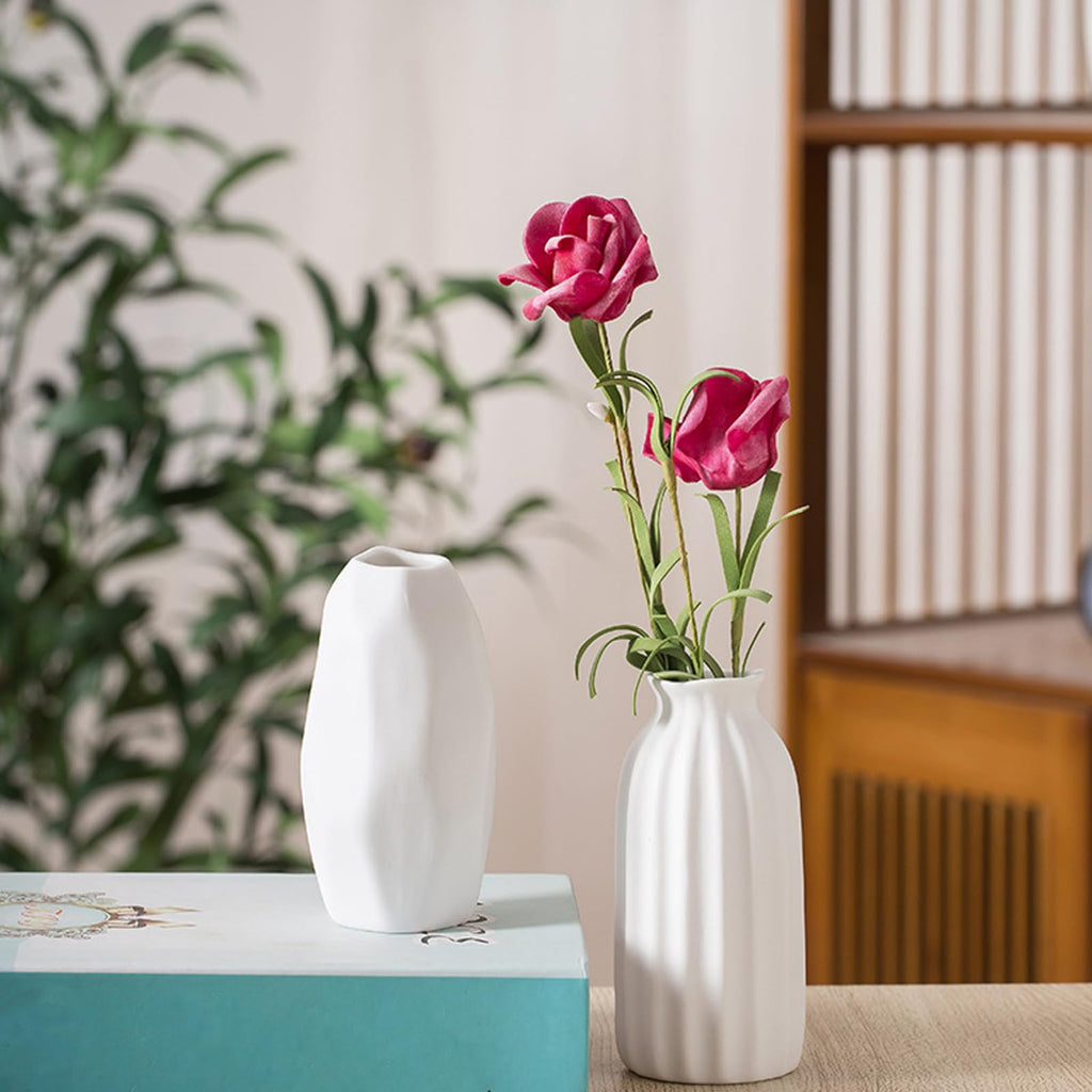 White Ceramic Bud Vase Set of 10 – Small 5" Mini Vases for Centerpieces
