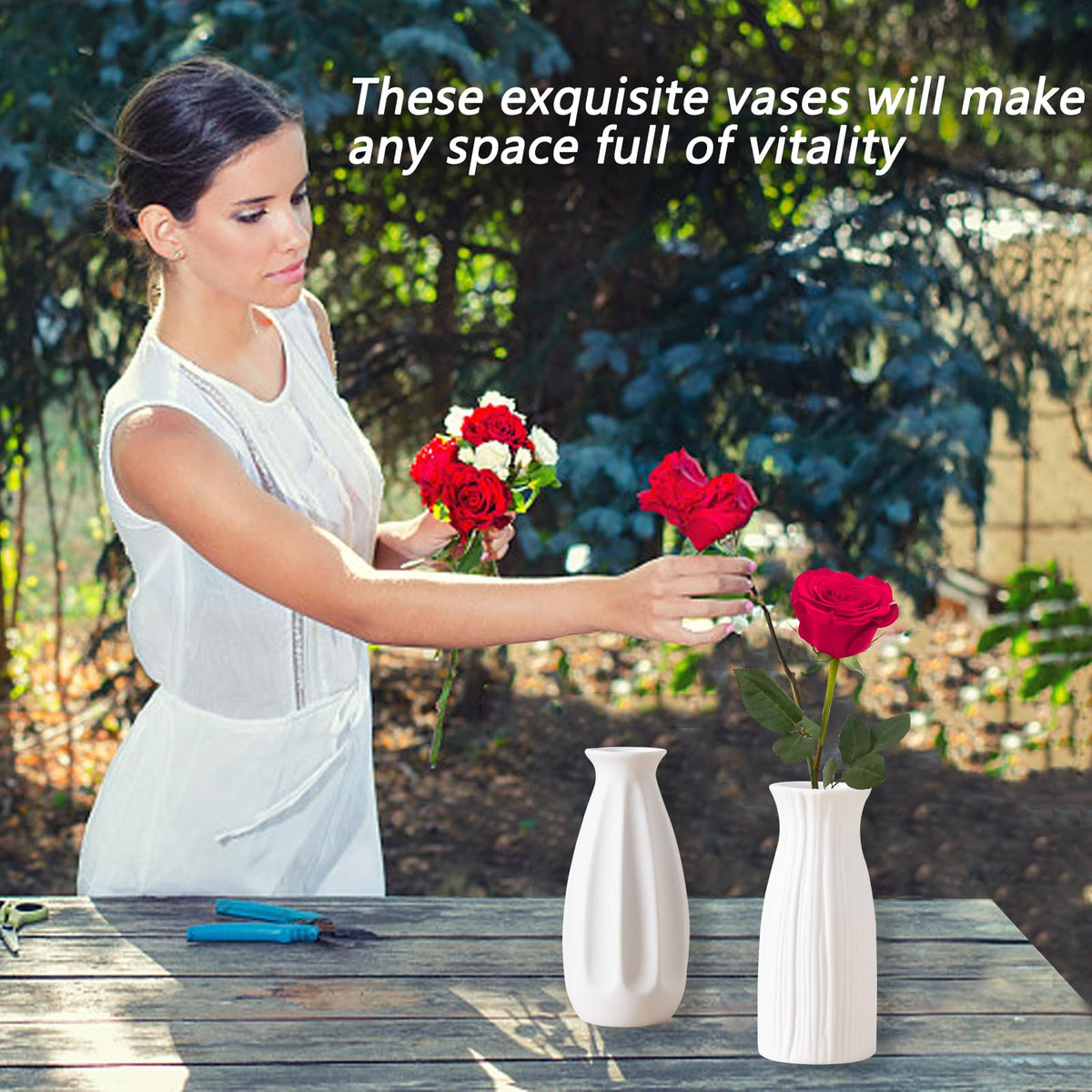 White Ceramic Bud Vase Set of 10 – Small 5" Mini Vases for Centerpieces