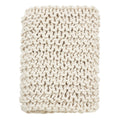 Chunky Cable Knit Wool Throw Blanket, Ivory, 50x60