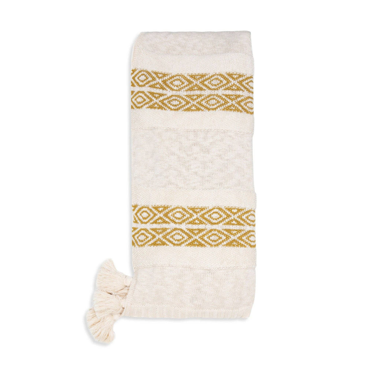Necalli Striped Cotton Knit Throw Blanket 50x60 with Tassels