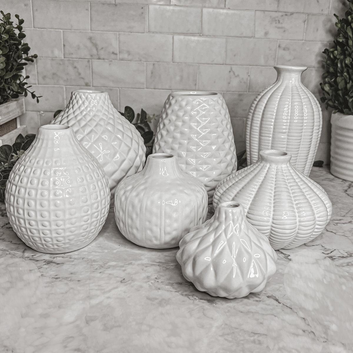 Whitney Artisan Ceramic Vases – White Textured Vase Collection