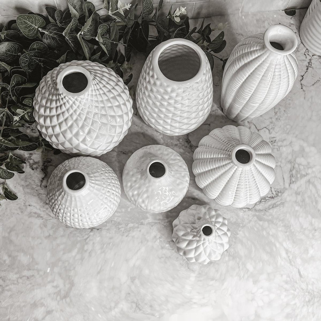 Whitney Artisan Ceramic Vases – White Textured Vase Collection