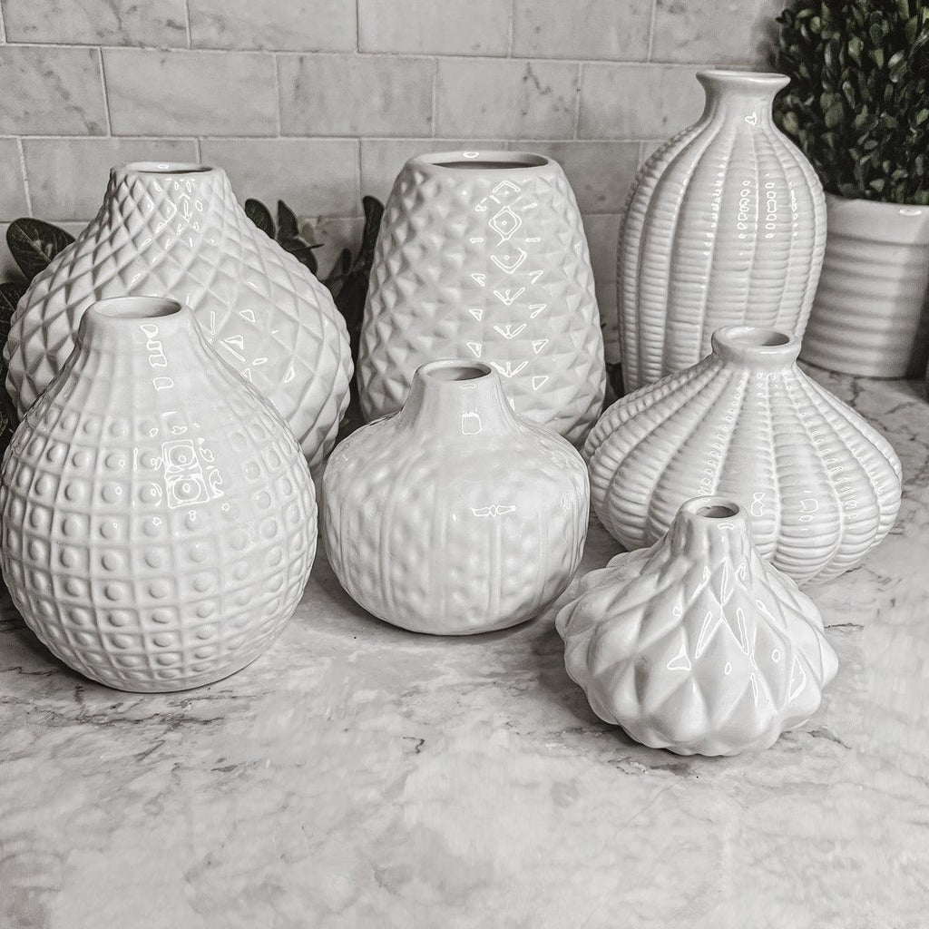 Whitney Artisan Ceramic Vases – White Textured Vase Collection