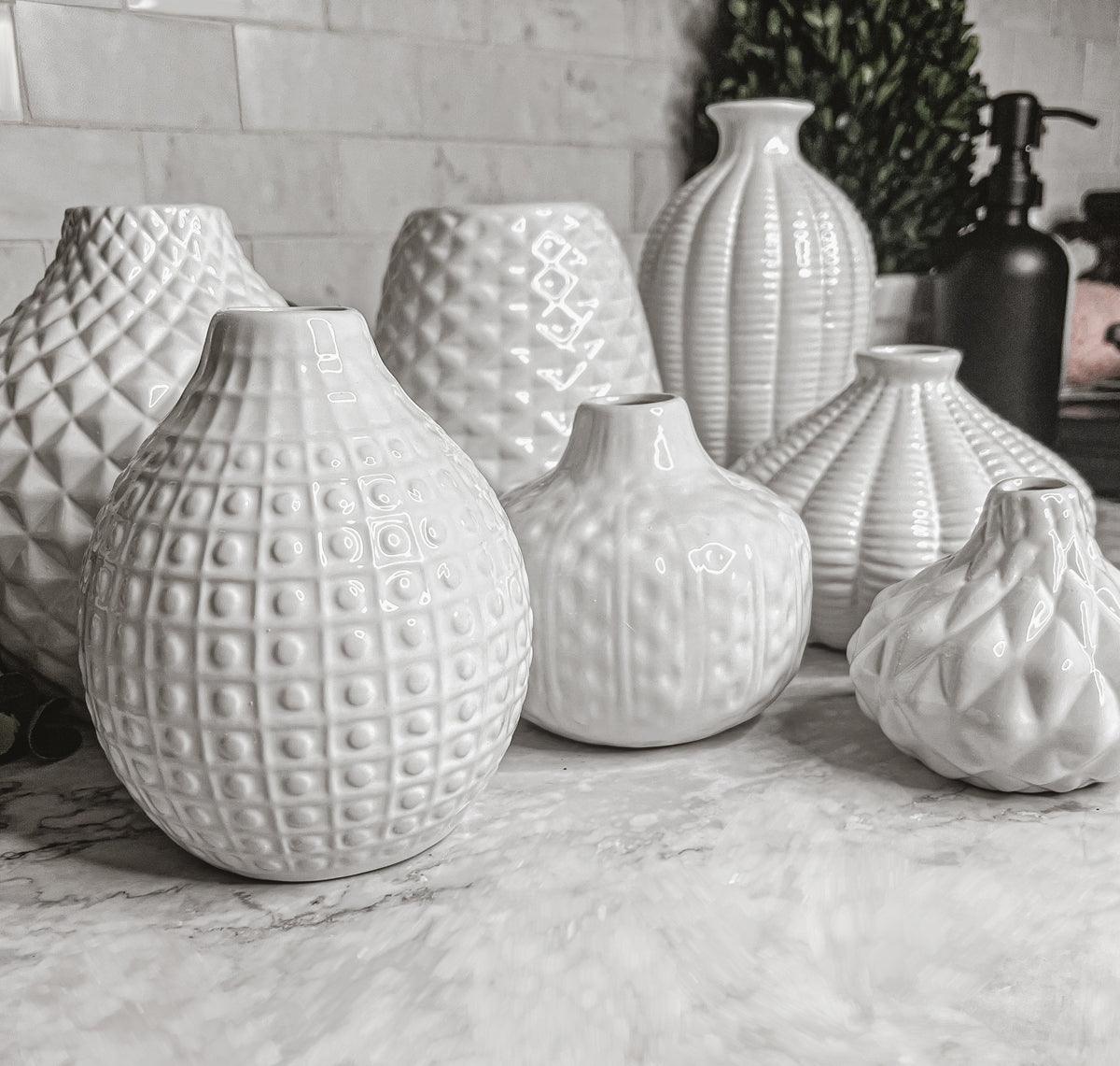 Whitney Artisan Ceramic Vases – White Textured Vase Collection