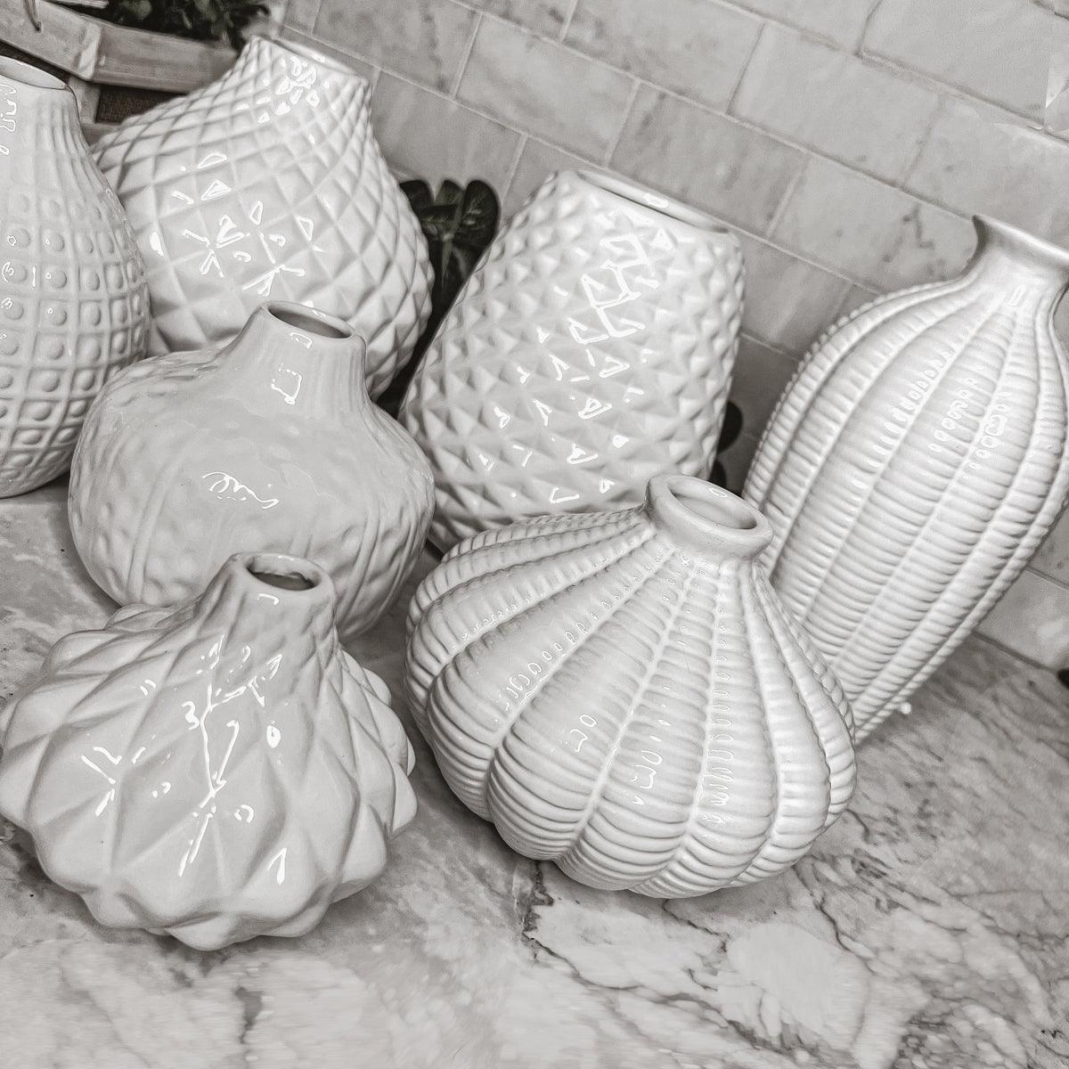 Whitney Artisan Ceramic Vases – White Textured Vase Collection