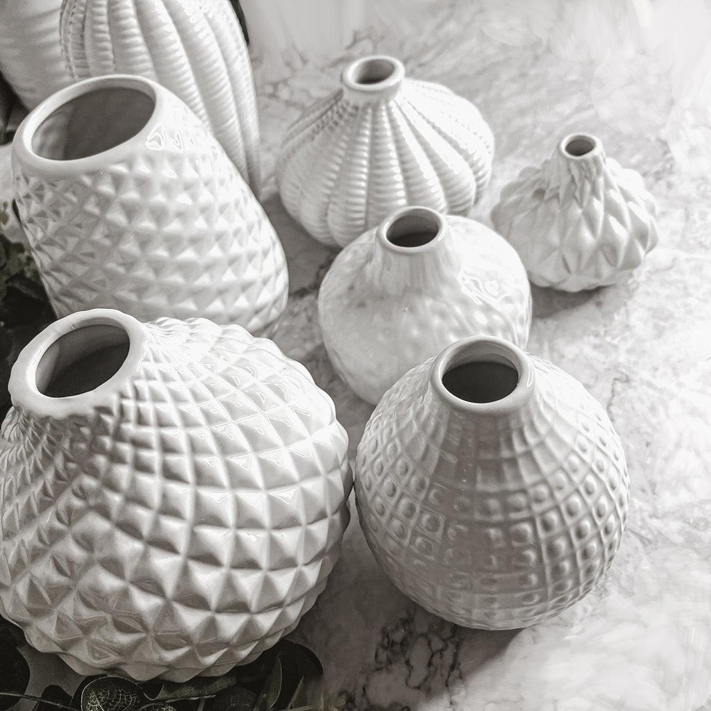 Whitney Artisan Ceramic Vases – White Textured Vase Collection