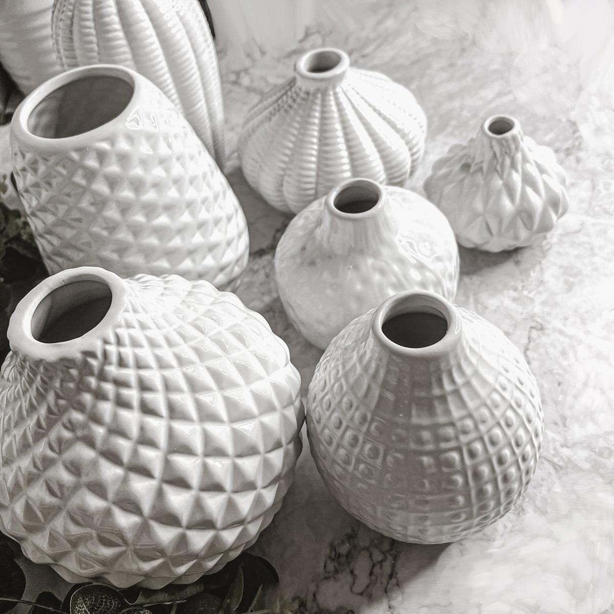Whitney Artisan Ceramic Vases – White Textured Vase Collection