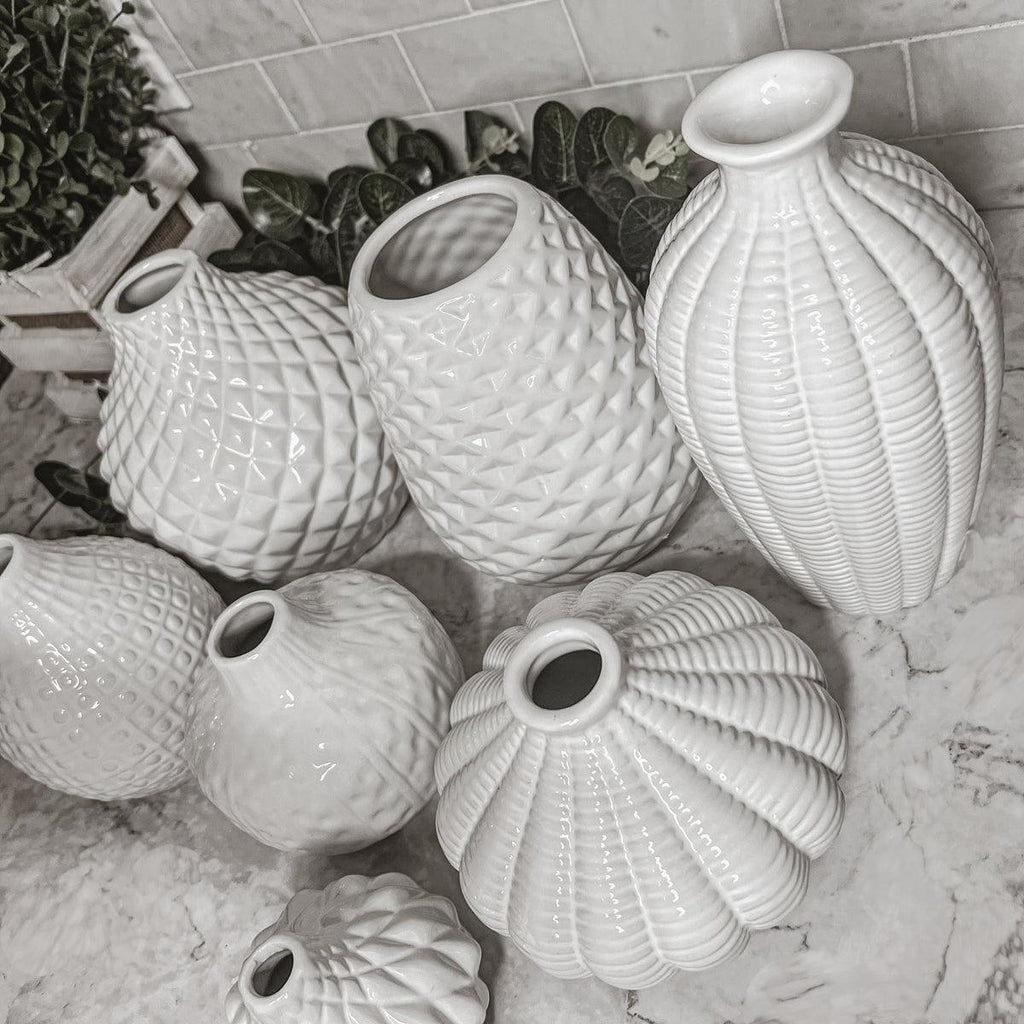 Whitney Artisan Ceramic Vases – White Textured Vase Collection