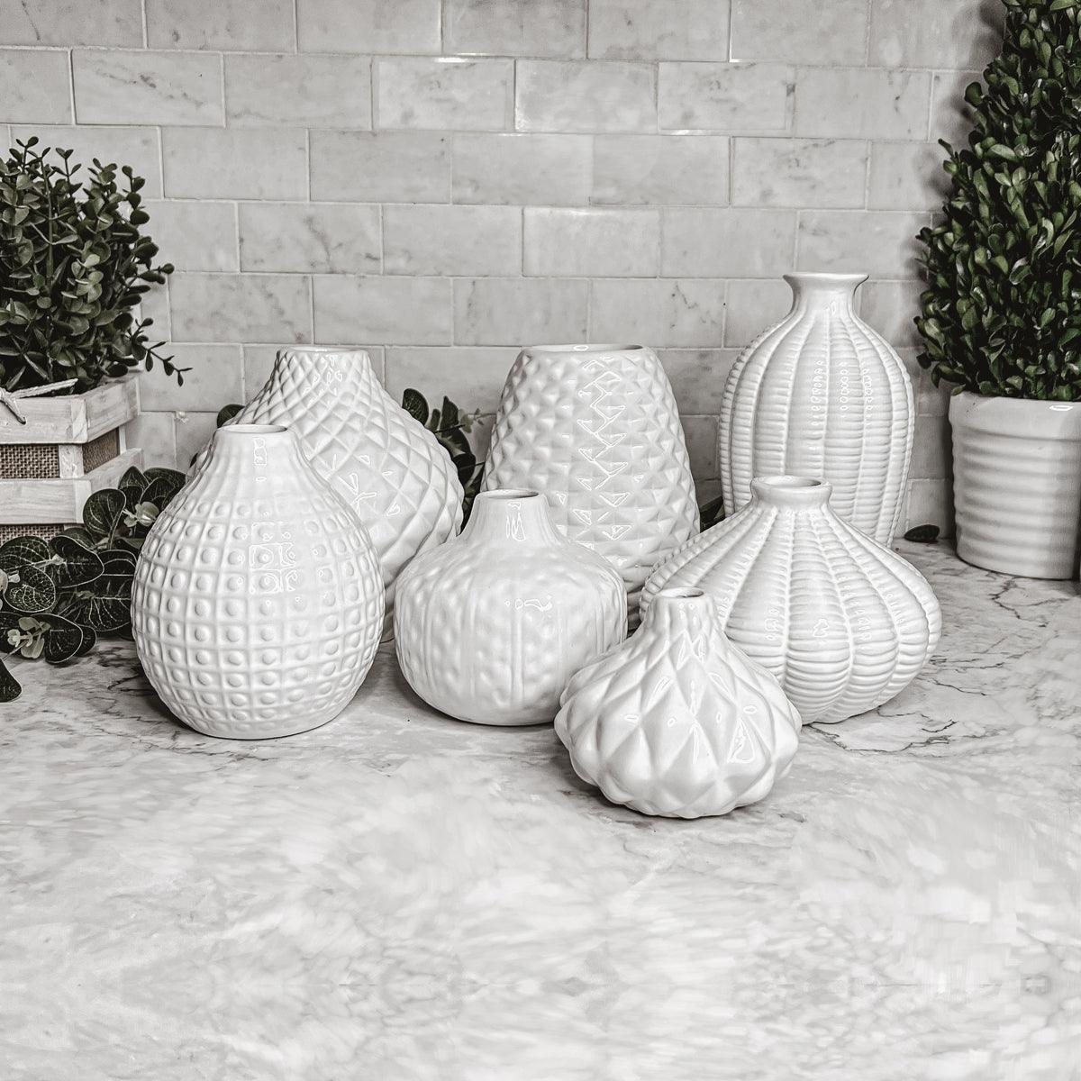 Whitney Artisan Ceramic Vases – White Textured Vase Collection