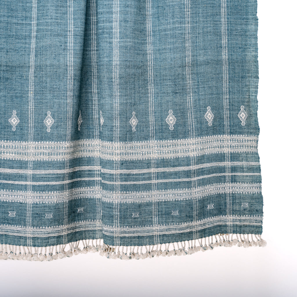 Topas Handwoven Indian Wool Throw Blanket – Teal Blue