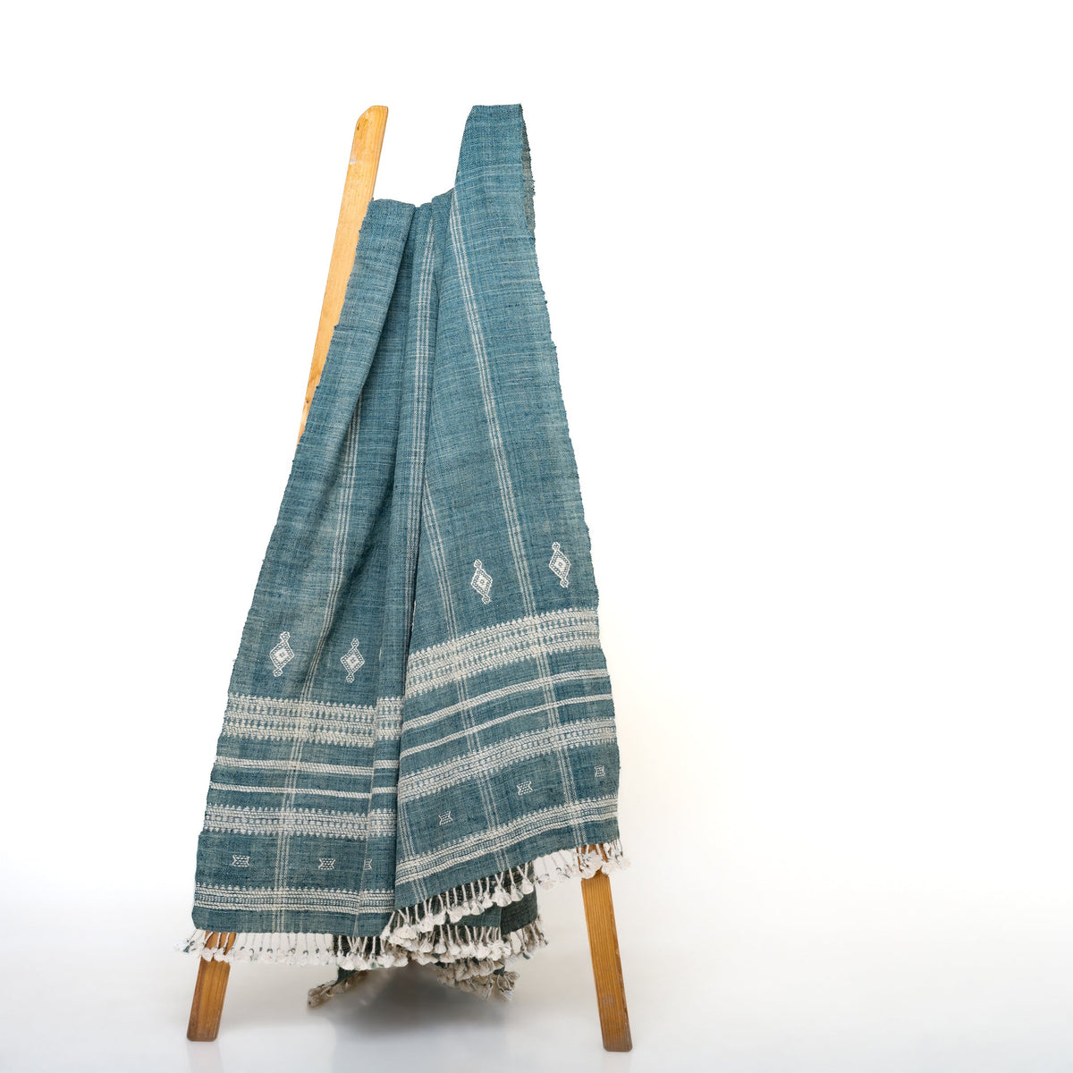 Topas Handwoven Indian Wool Throw Blanket – Teal Blue
