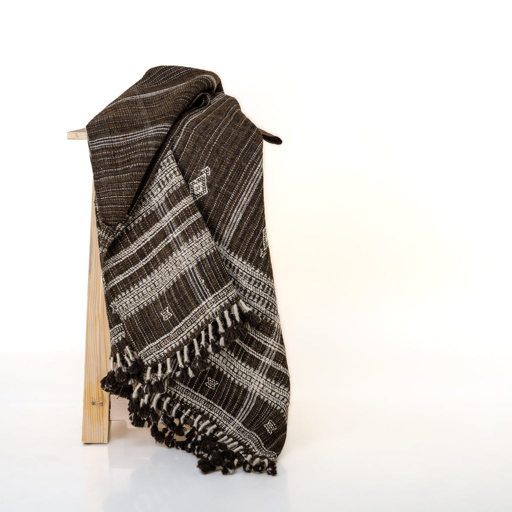 Bronzite Handwoven Indian Wool Throw Blanket – Warm Brown