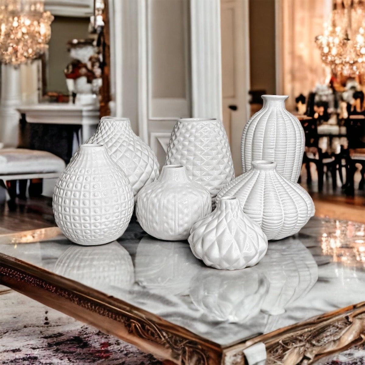 Whitney Artisan Ceramic Vases – White Textured Vase Collection