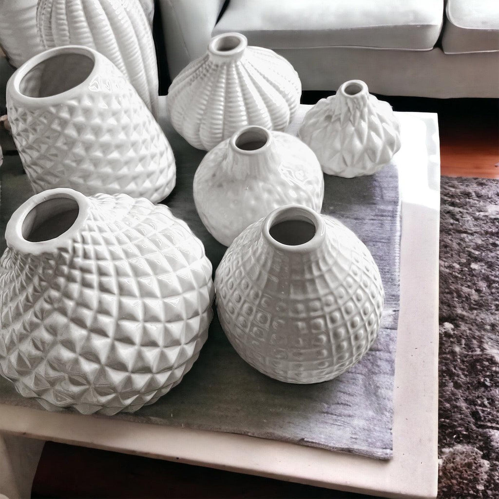 Whitney Artisan Ceramic Vases – White Textured Vase Collection