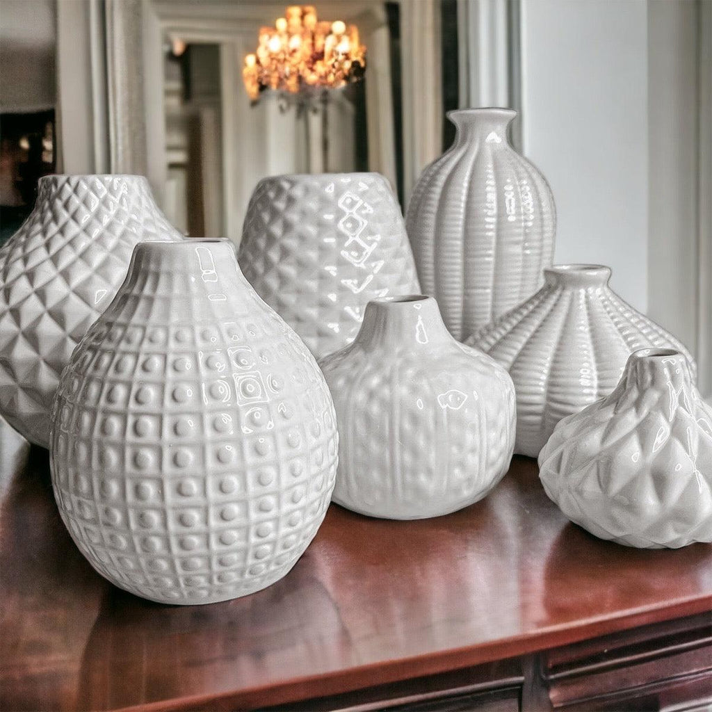 Whitney Artisan Ceramic Vases – White Textured Vase Collection