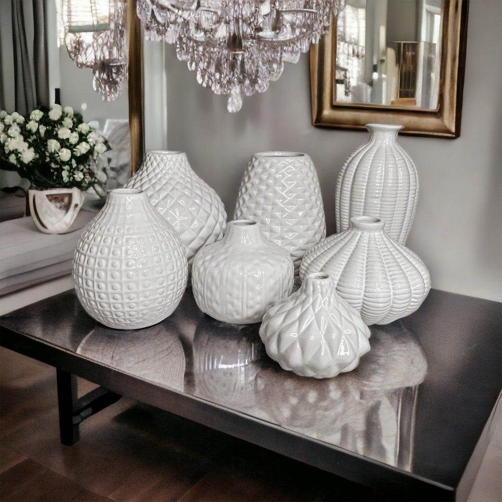 Whitney Artisan Ceramic Vases, White Textured Vase Collection