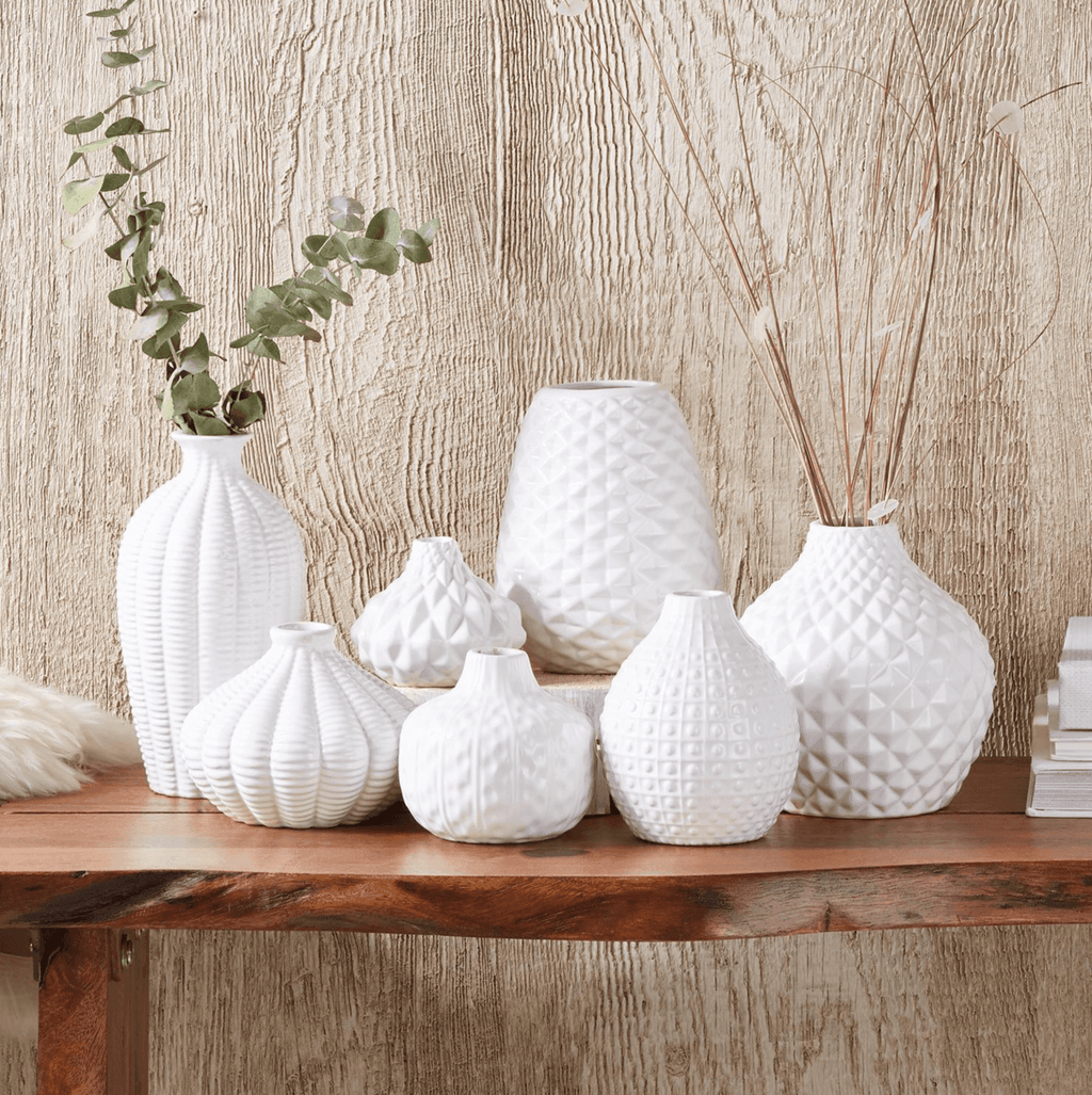 Whitney Artisan Ceramic Vases – White Textured Vase Collection