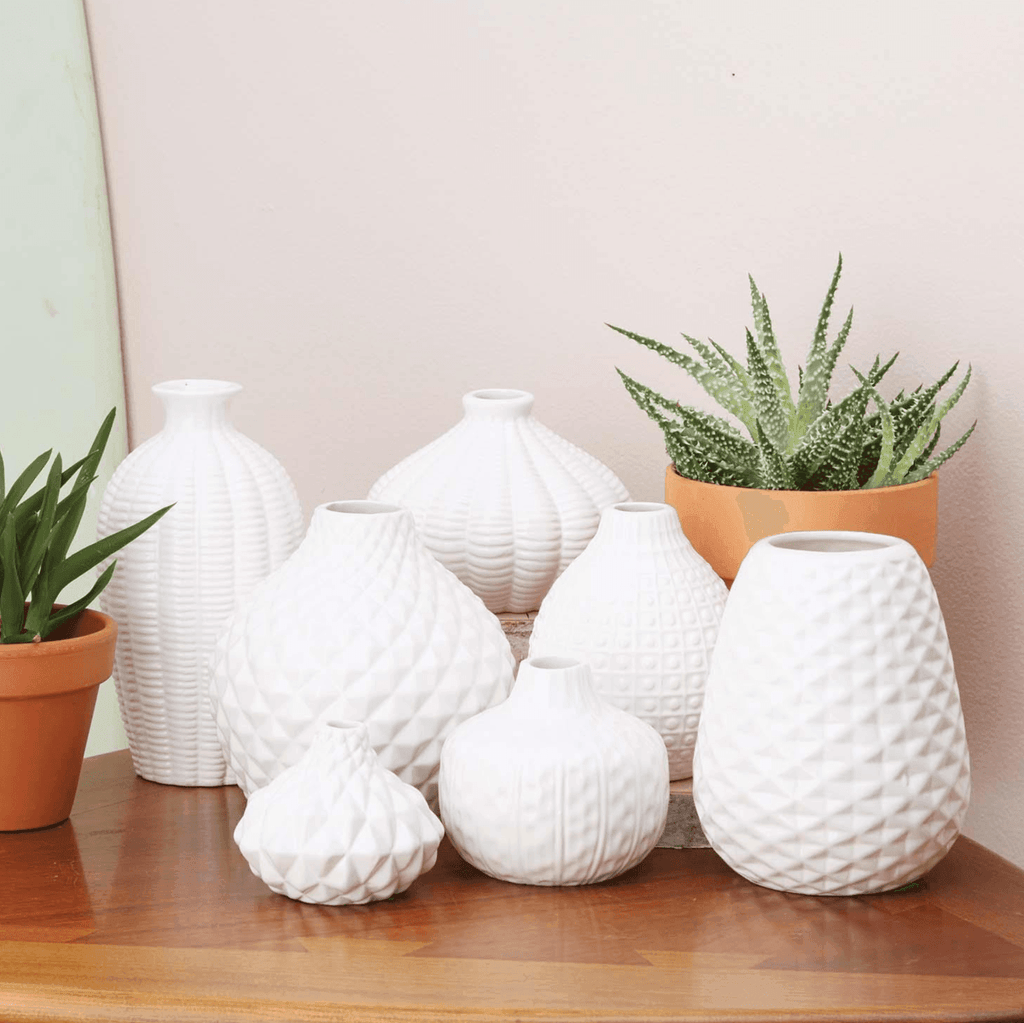 Whitney Artisan Ceramic Vases – White Textured Vase Collection