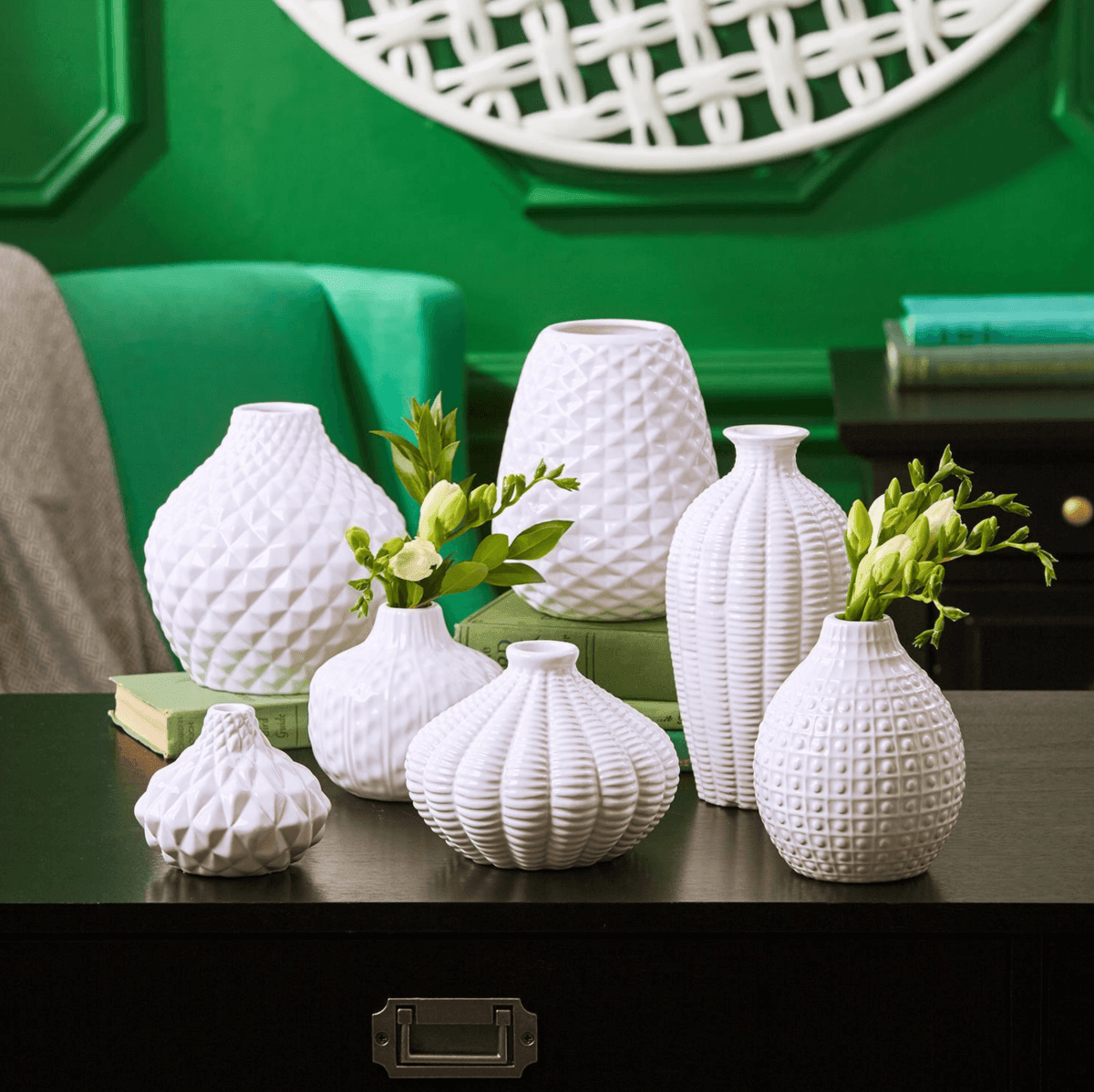 Whitney Artisan Ceramic Vases – White Textured Vase Collection
