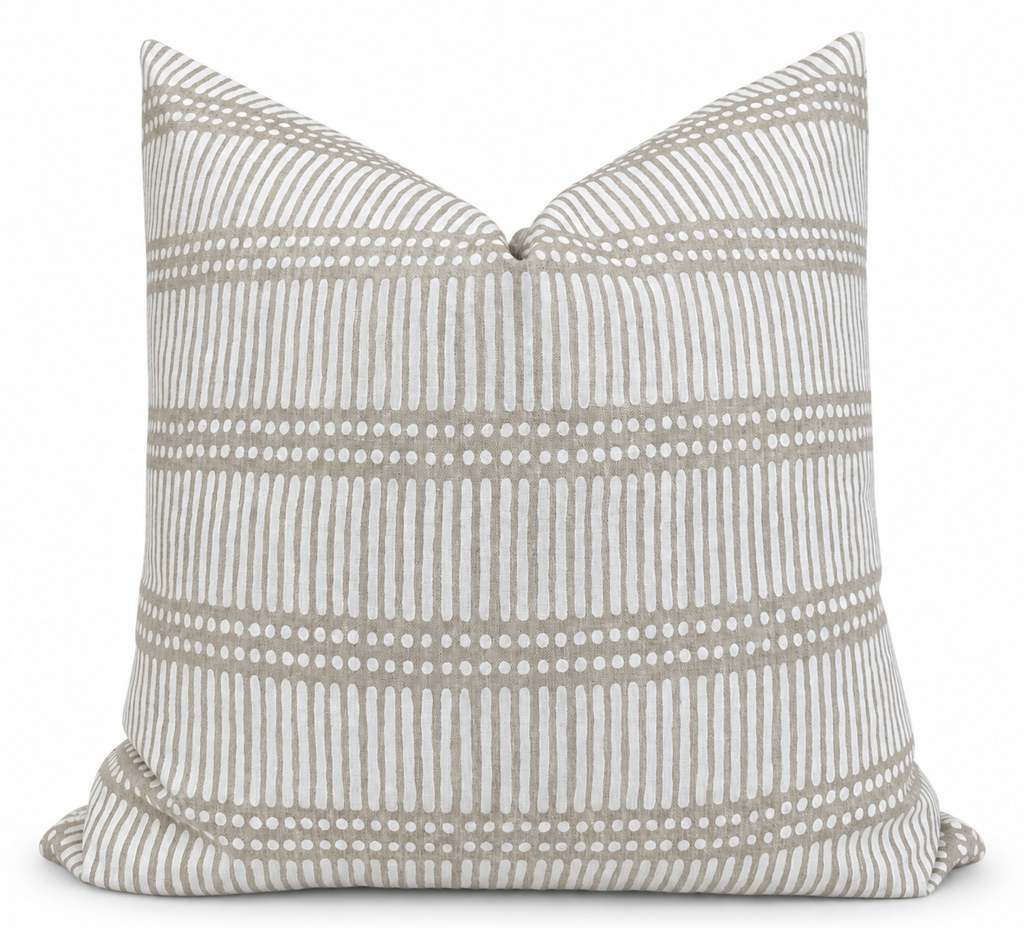 Dash Dot Linen Pillow Cover in Chalk, Designer Throw Pillow Cover