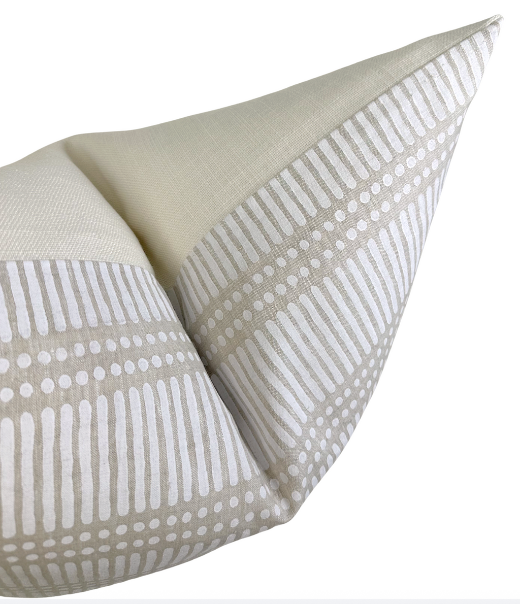 Dash Dot Linen Pillow Cover in Chalk – Designer Throw Pillow Cover