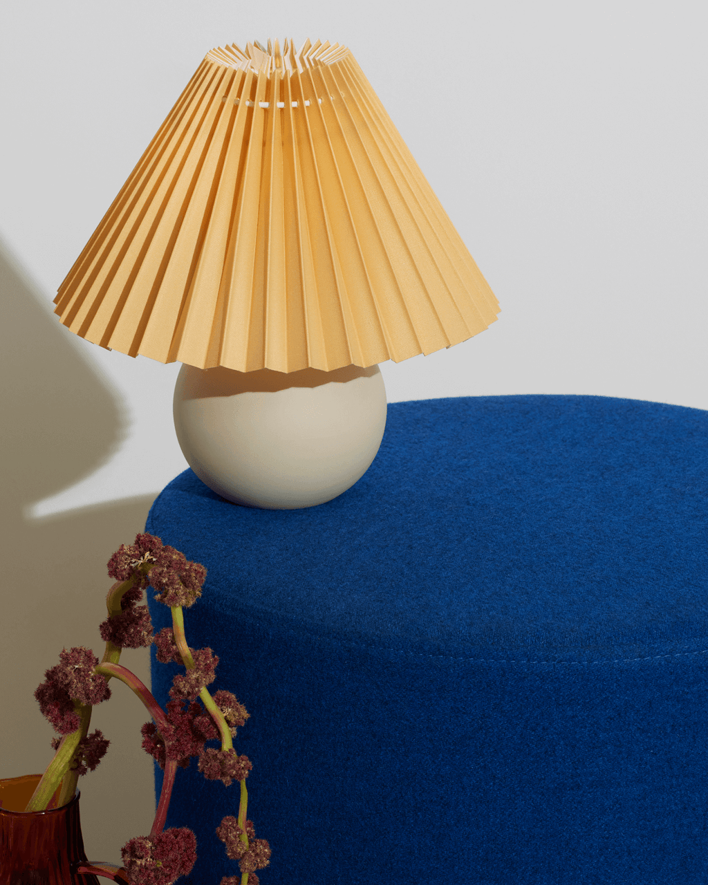 Serena Ceramic Globe Table Lamp with Pleated Shade – Small Accent Lamp