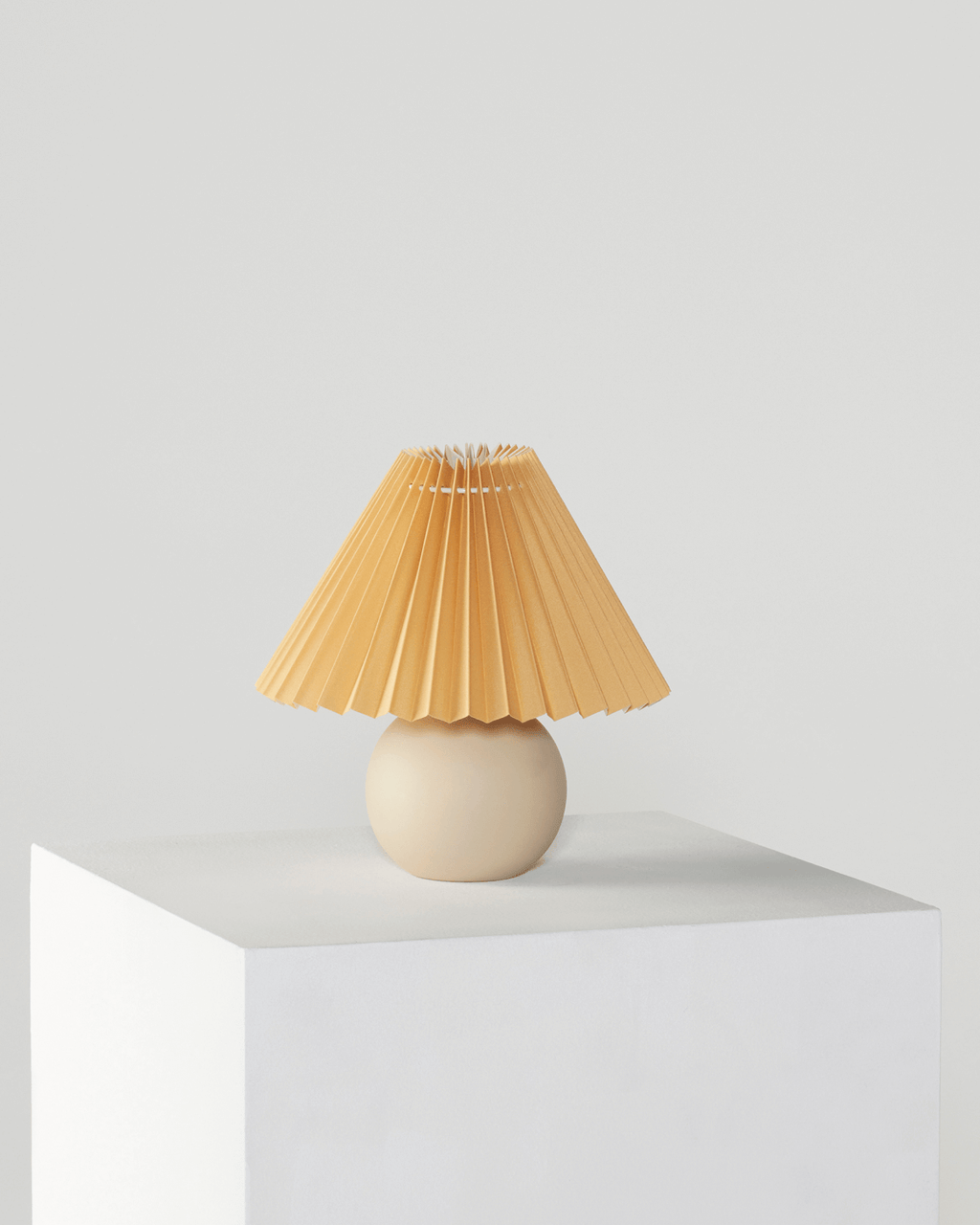 Serena Ceramic Globe Table Lamp with Pleated Shade, Small Accent Lamp