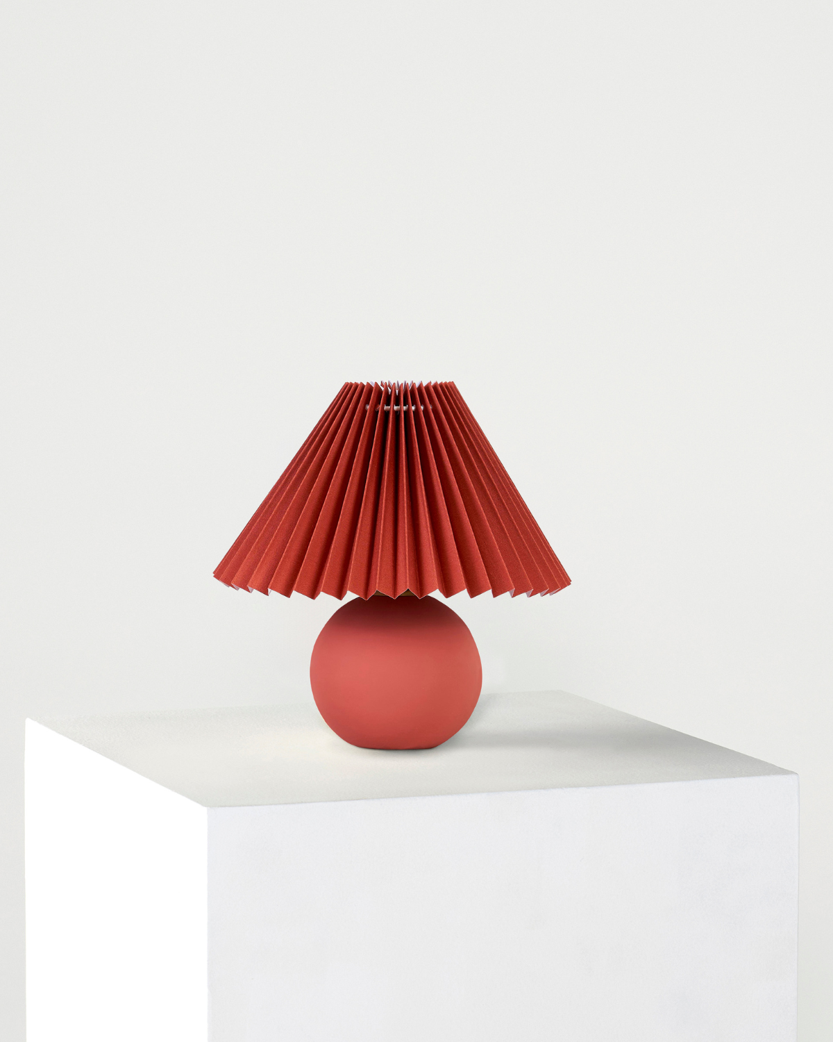 Serena Ceramic Globe Table Lamp with Pleated Shade – Small Accent Lamp
