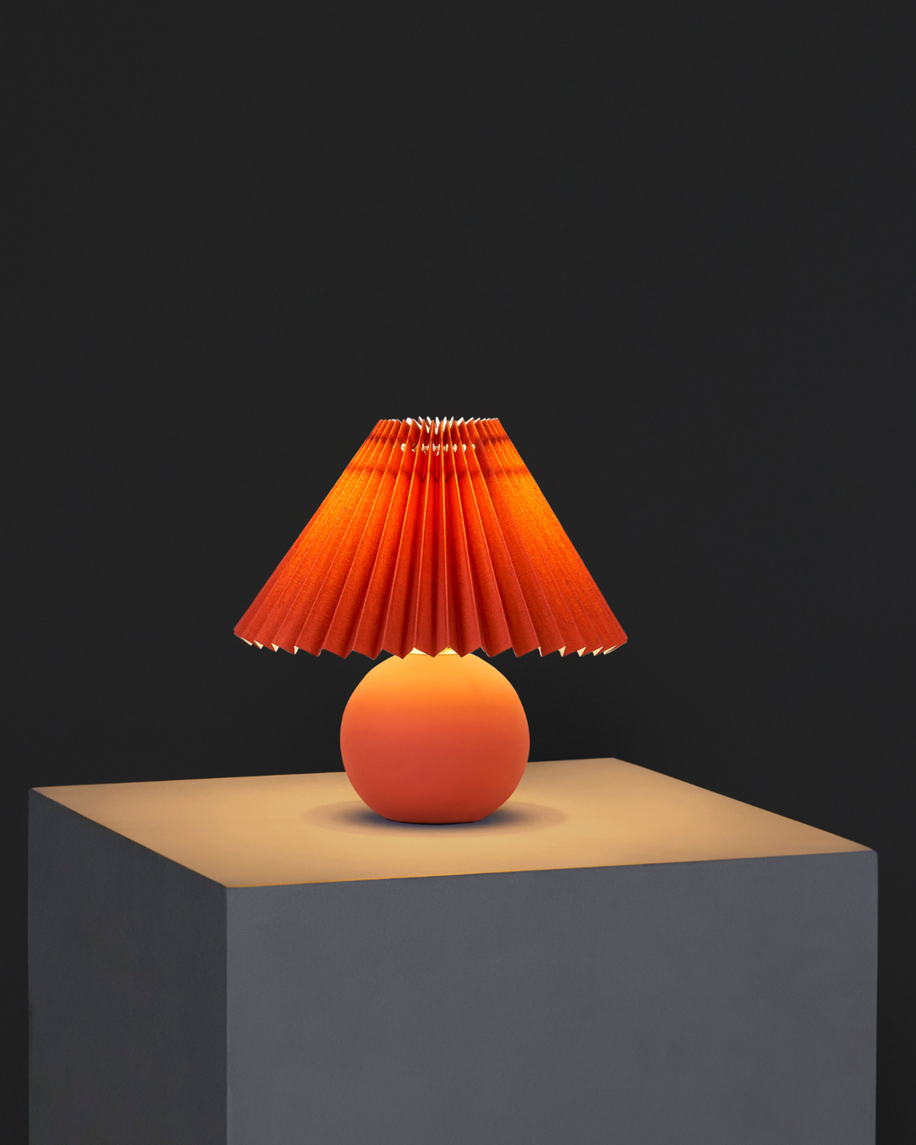 Serena Ceramic Globe Table Lamp with Pleated Shade – Small Accent Lamp
