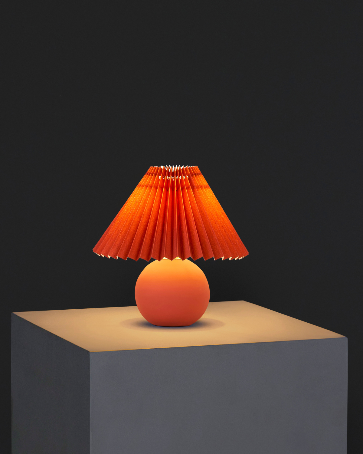 Serena Ceramic Globe Table Lamp with Pleated Shade – Small Accent Lamp