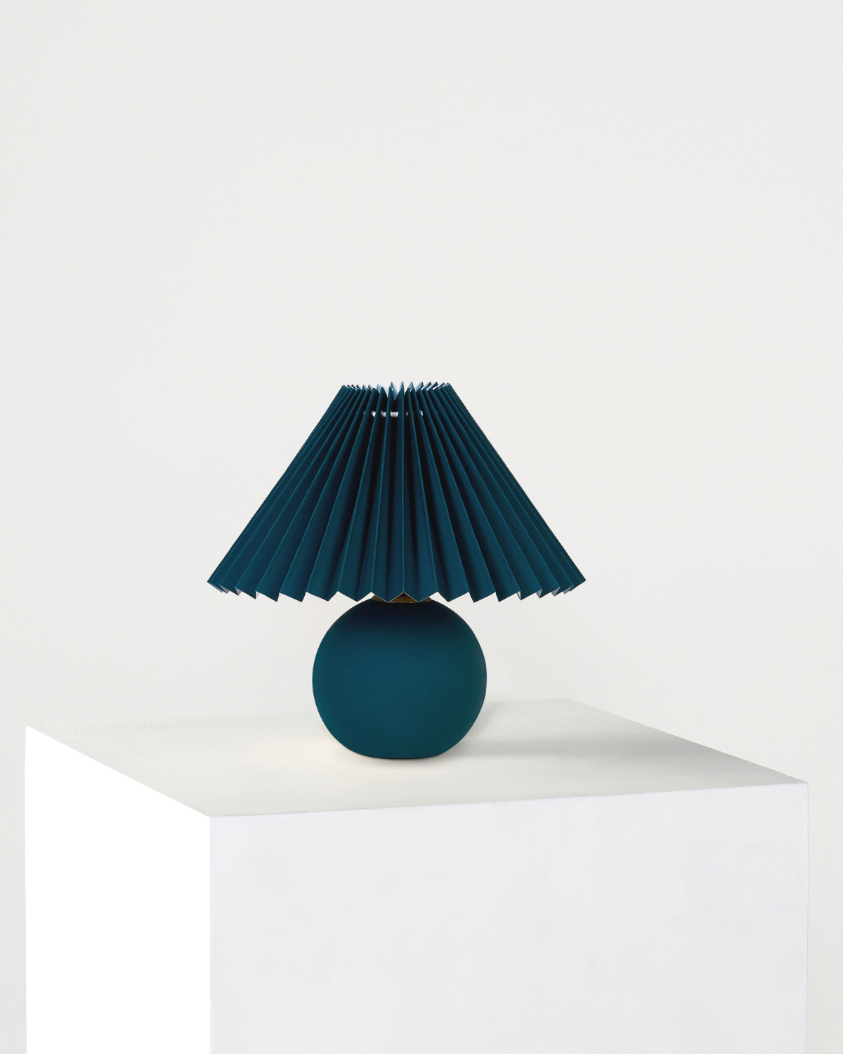 Serena Ceramic Globe Table Lamp with Pleated Shade – Small Accent Lamp